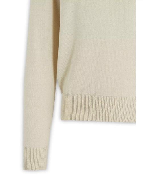 Jil Sander Natural Wool Crew-Neck Ribbed Sweater for men