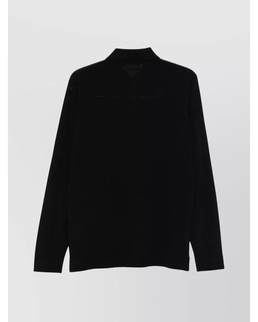 Lardini Black Virgin Wool Long-Sleeve Cardigan for men