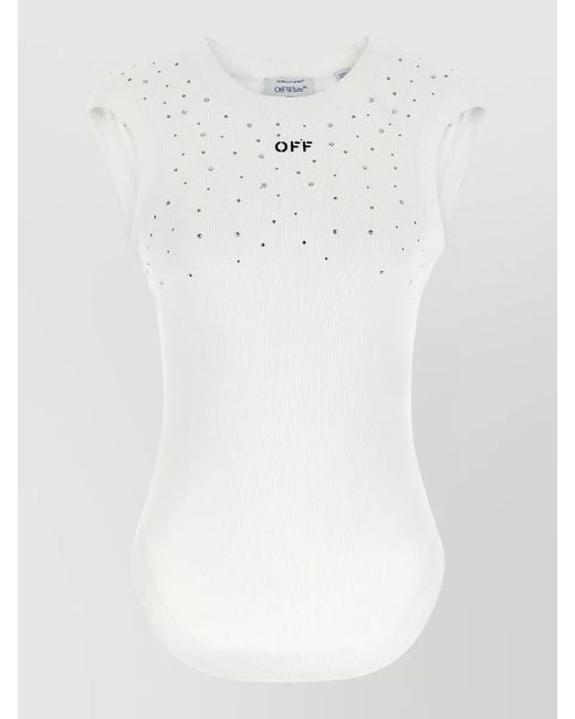 Off-White c/o Virgil Abloh White Crystal-Embellished Top