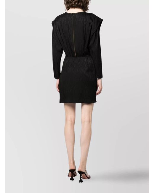 IRO Black Silk Blend Draped Asymmetric Mini Dress