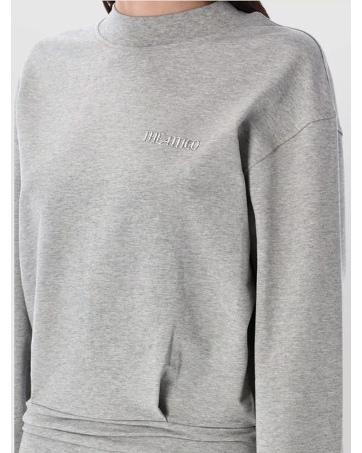 The Attico Gray Draped Cotton Mini Dress