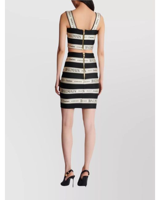 Balmain Black Jacquard High-Rise Mini Skirt