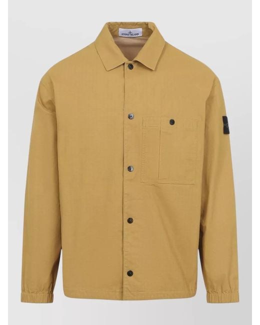 Stone Island Natural Shirt Jacket Chest Pocket Long Sleeves for men