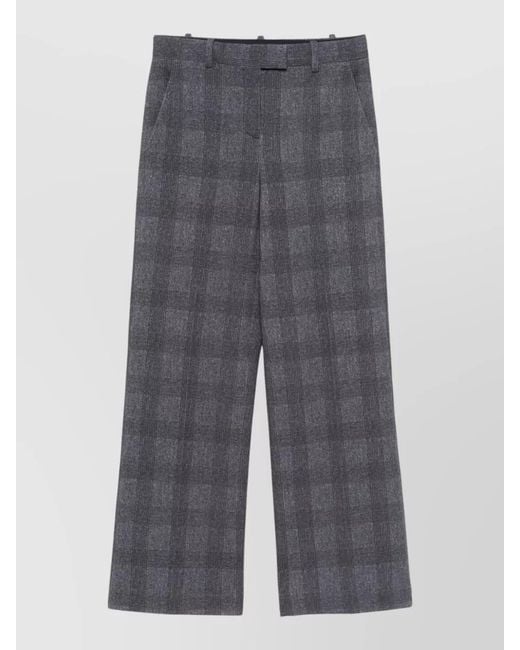 Circolo 1901 Gray Check Cotton Blend Trousers Mid Rise