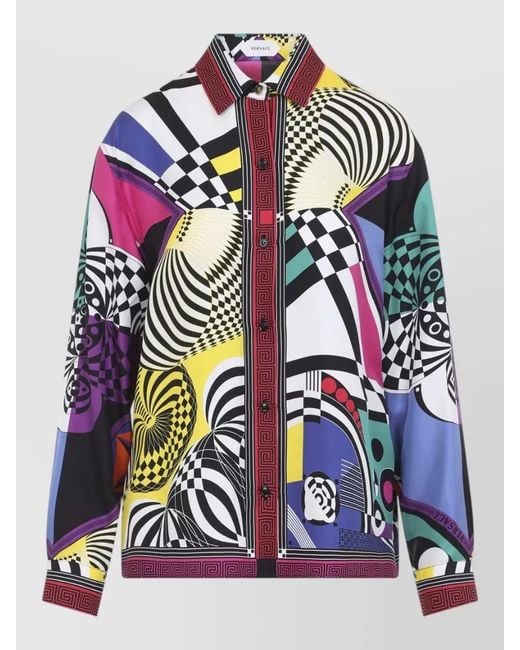 Versace Blue Teatro Foulard Shirt Regular Fit Collar