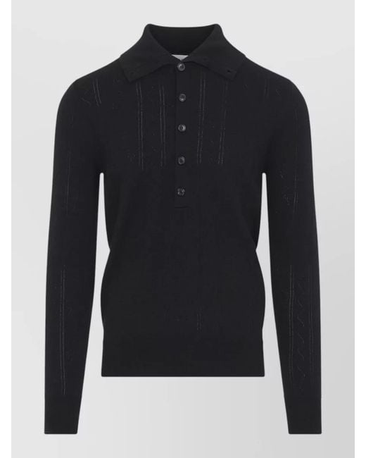 Dries Van Noten Blue Mettur Knit Polo Regular Fit Long Sleeves for men