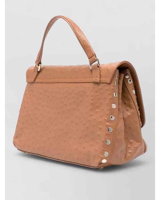 Zanellato Brown Postina Cactus Small Shoulder Bag Studs