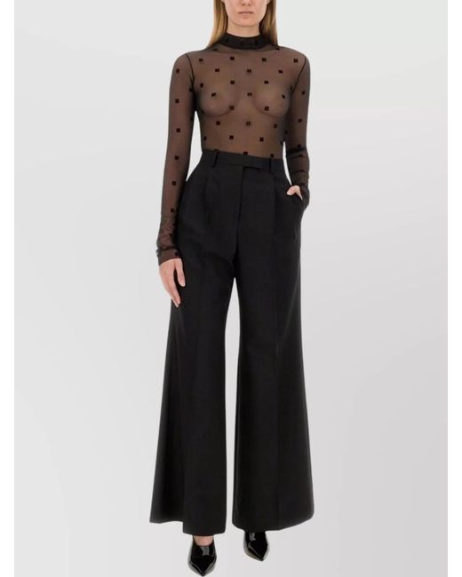 Givenchy Black High Waist Wide-Leg Trousers With Belt Loops