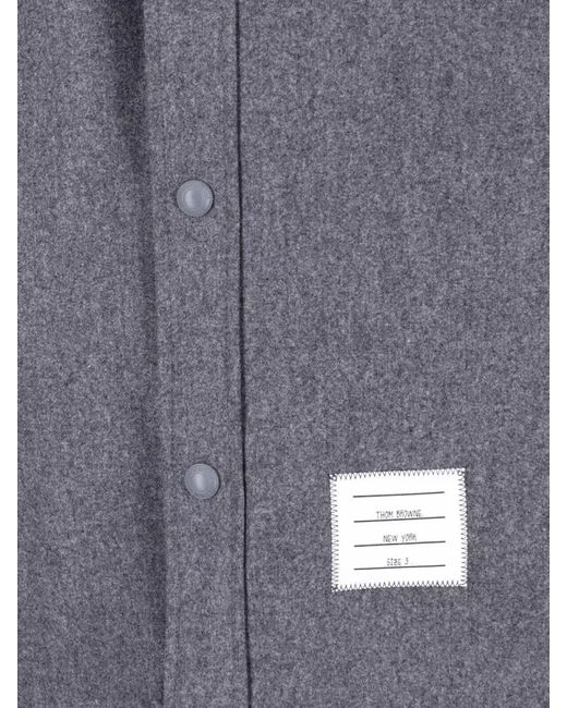 Thom Browne Blue Jacket Straight Cut Chest Pocket Striped Detail for men