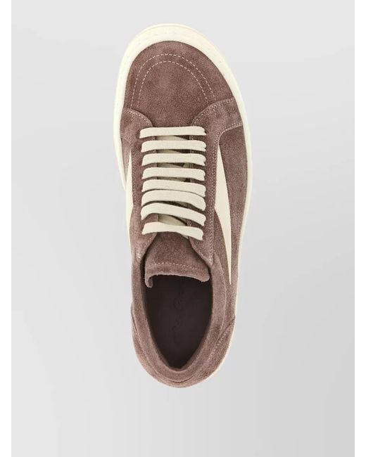 Rick Owens Natural Vintage Sneaks Lace Up Suede Sneakers for men