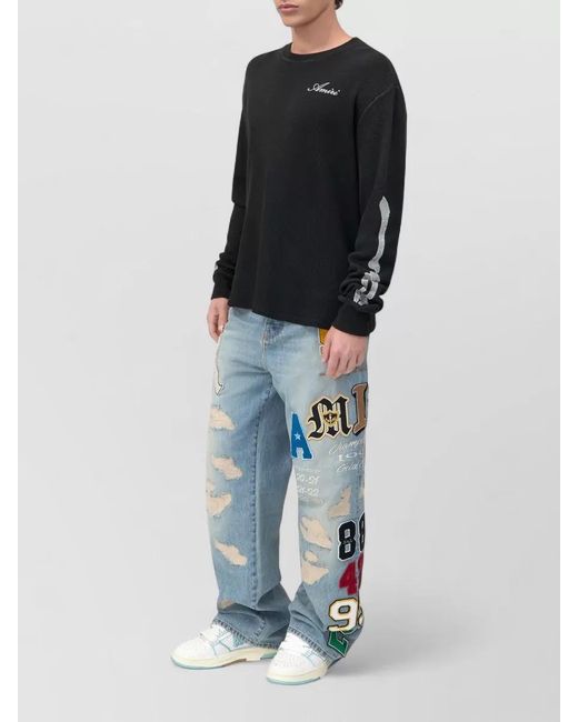 Amiri Black Cotton Long Sleeve T-Shirt for men