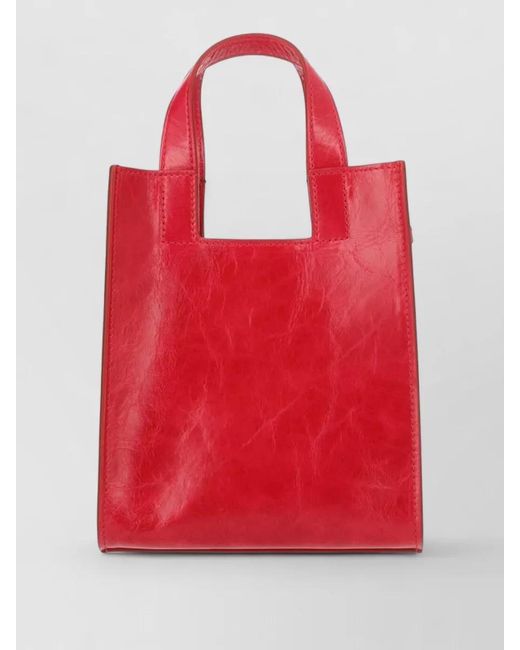 Bally Red Tote Bag Top Handles Adjustable Strap