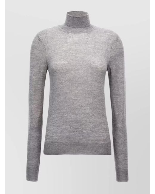 Saint Laurent Gray Wool Turtleneck Knit Sweater