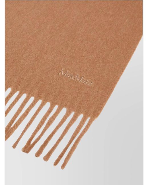 Max Mara Brown Wool Fringed Scarf