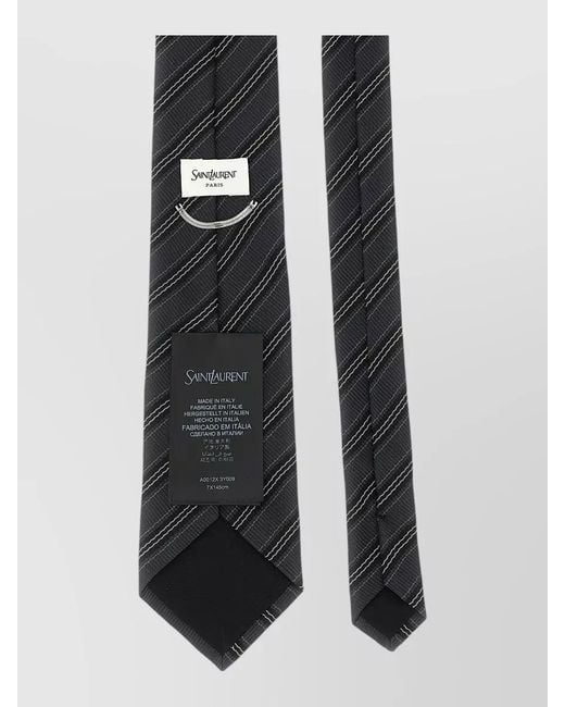 Saint Laurent Black Striped Silk Tie for men