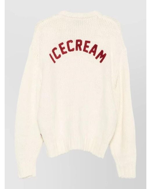 ICECREAM Natural Knit Cardigan V Neck Front Pockets for men