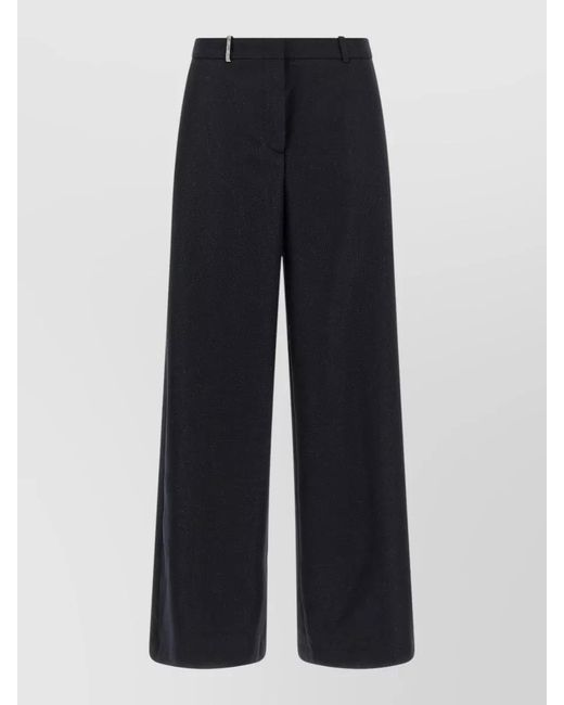 Peserico Blue Virgin Wool High-Rise Wide-Leg Suit Trousers