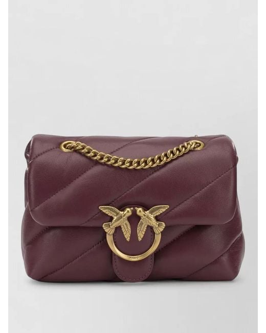 Pinko Brown Quilted Chain Strap Crossbody Clutch Bag