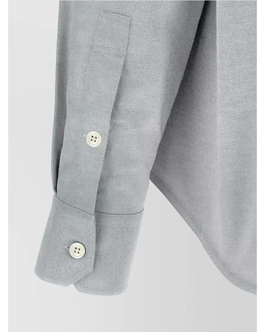 Thom Browne Gray Cotton Flannel Shirt for men
