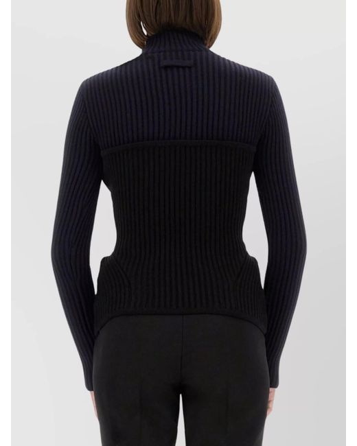 Jean Paul Gaultier Blue Merino Wool Slim-Fit High-Neck Long-Sleeve Jumper