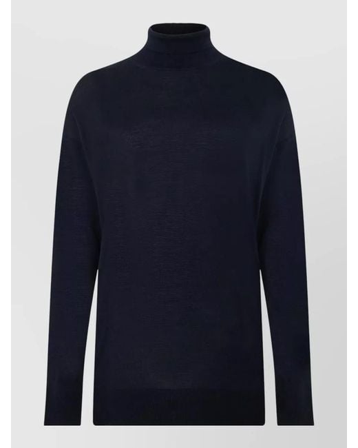 Max Mara Blue High Neck Turtleneck Sweater Long Sleeves