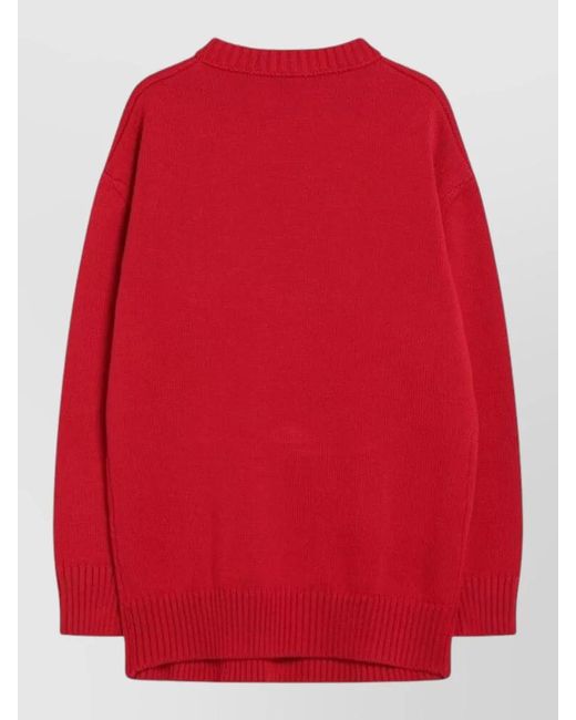 Prada Red Bow Detail Crew Neck Knit Sweater