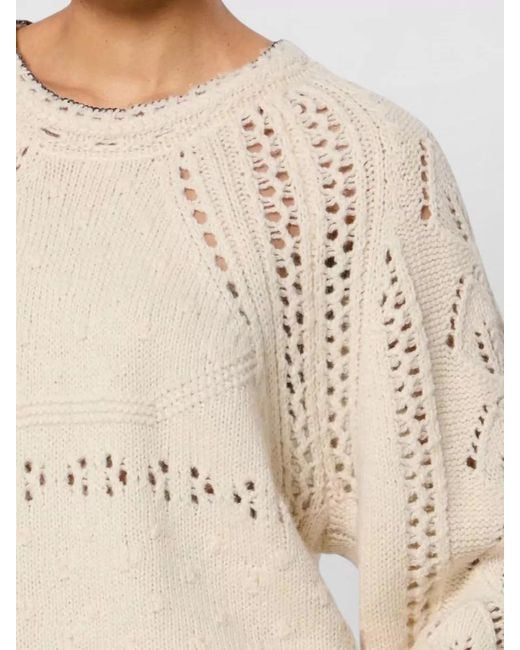 Isabel Marant Natural Wool Cotton Openwork Textured Knit Sweater