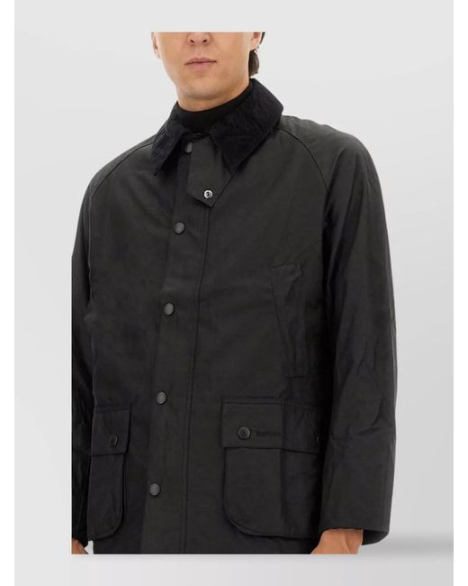 Barbour Black Stylish Jacket With Collar And Pockets for men