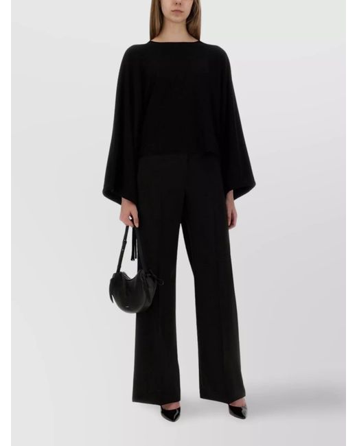 Max Mara Black Virgin Wool Wide-Leg Trousers