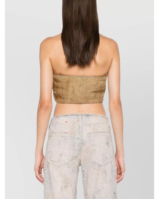 DIESEL Natural Denim Strapless Cropped Top
