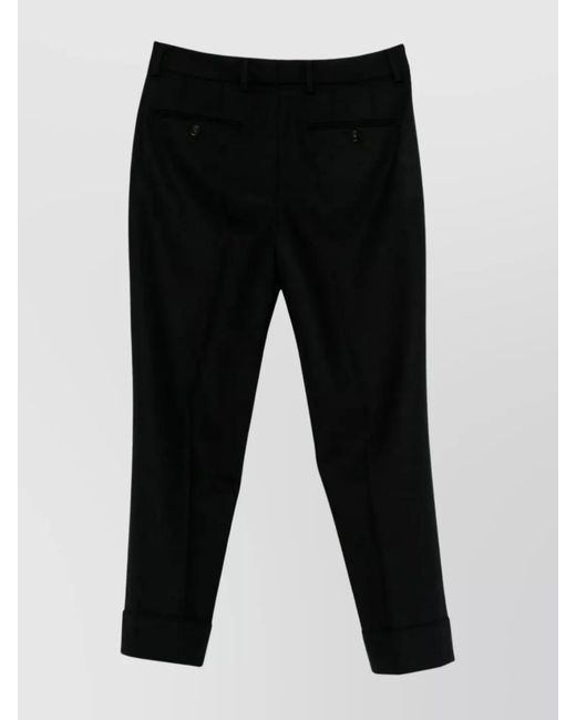 Incotex Black Wool Tapered Tailored Trousers