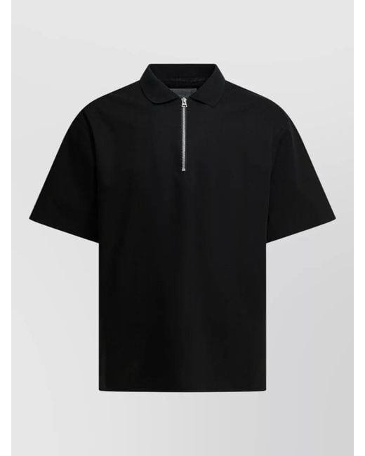 Sacai Black Short-Sleeve Polo Shirt for men