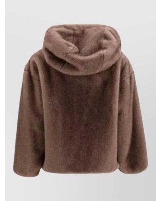 Herno Brown Hooded Jacket Casual Fit Warm
