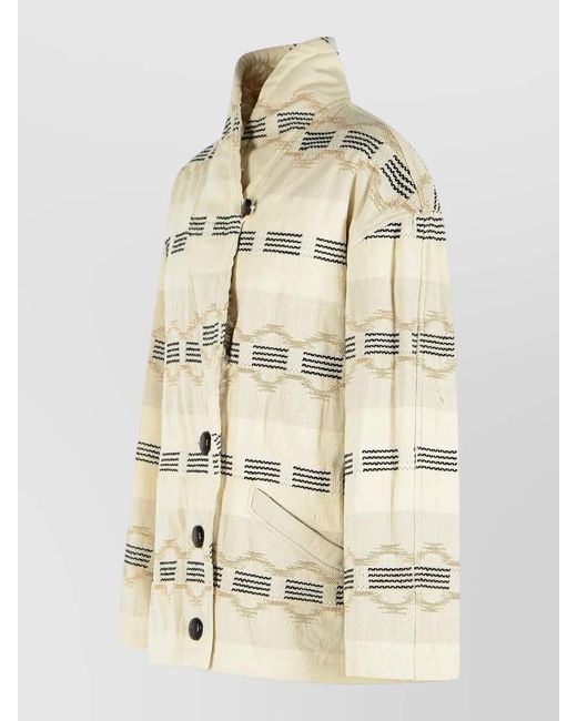 Isabel Marant Natural Cotton Blend Fitted Jacket