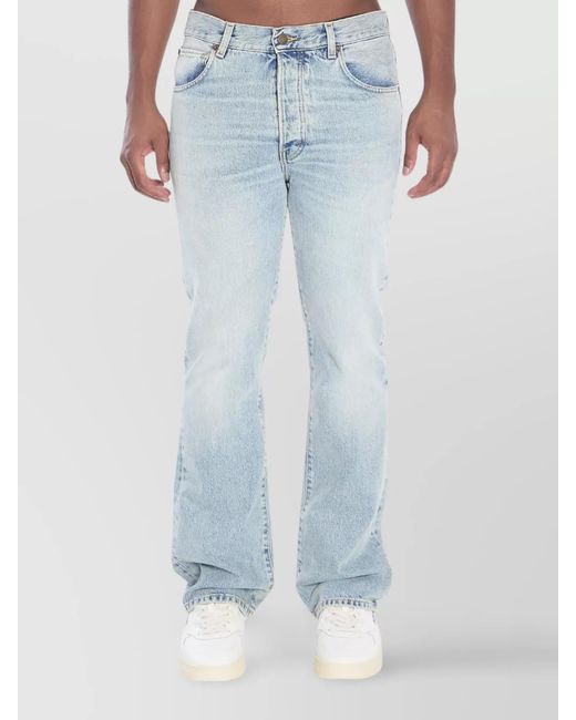 Haikure Blue Denim Regular-Fit Straight-Leg Trousers for men