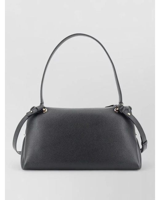 Ferragamo Black Textured Clutch Bag Adjustable Strap Hardware