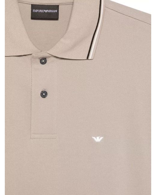 Emporio Armani Natural Logo Cotton Polo Shirt Piped Collar Cuffs for men