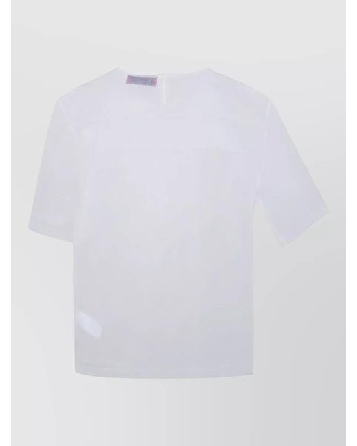Thelatest White Dean Organza Top Keyhole Neck