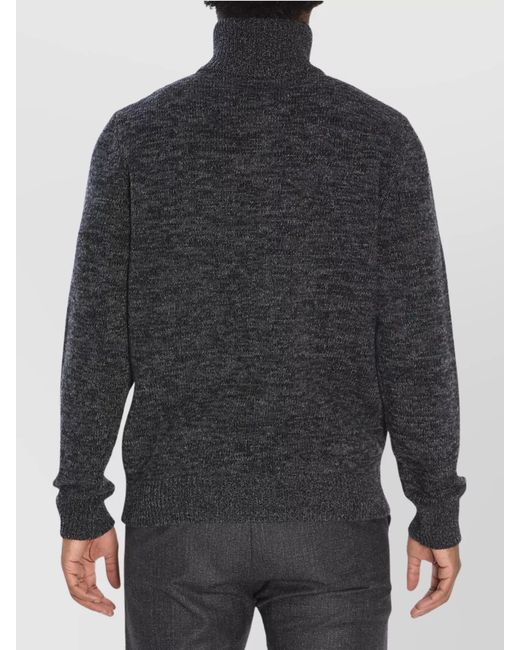 Barena Gray Wool Ribbed High Collar Zip Jumper for men