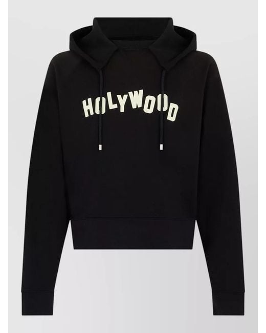 Loewe Black Cotton Hooded Top Casual Streetwear Style for men