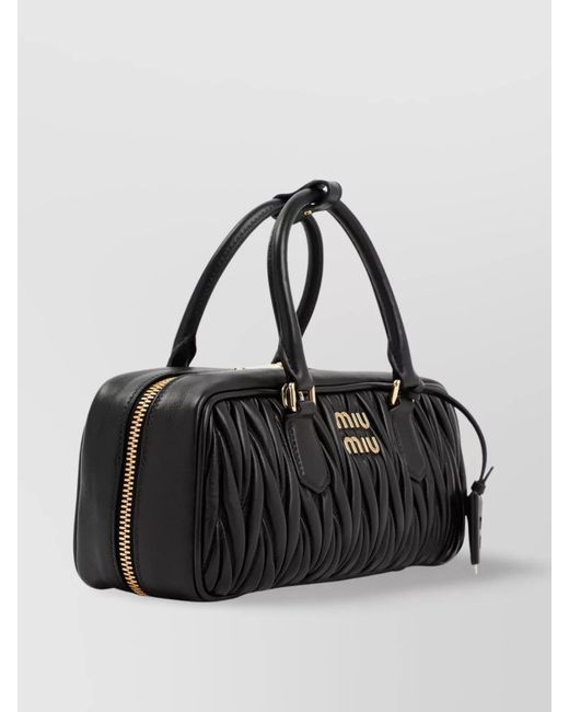 Miu Miu Black Arcadie Lamb Leather Shoulder Bag