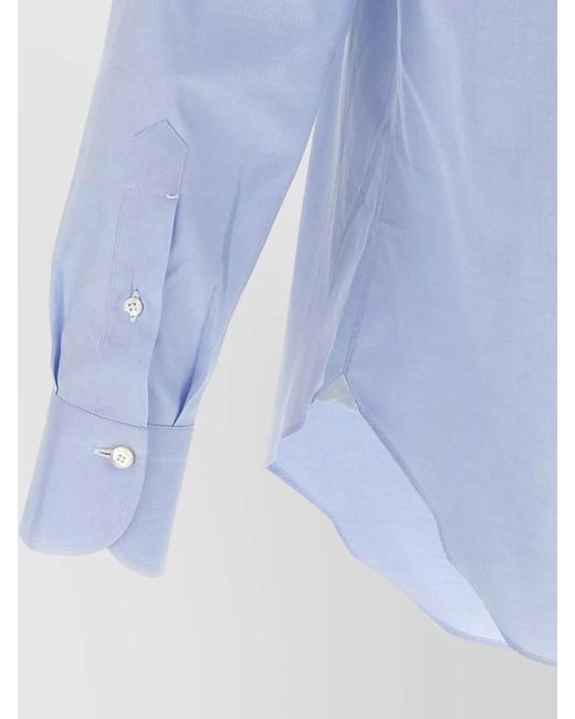 Finamore 1925 Blue Napoli Button Down Collar Long Sleeves Shirt for men