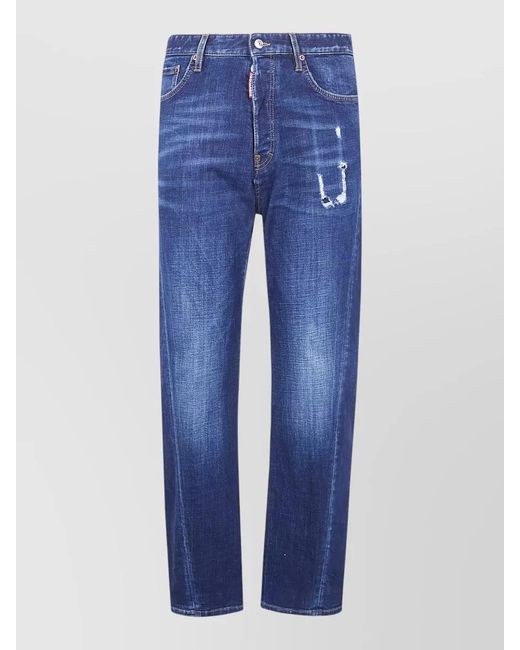 DSquared² Blue Loose Fit Jeans Belt Loops Five Pockets for men