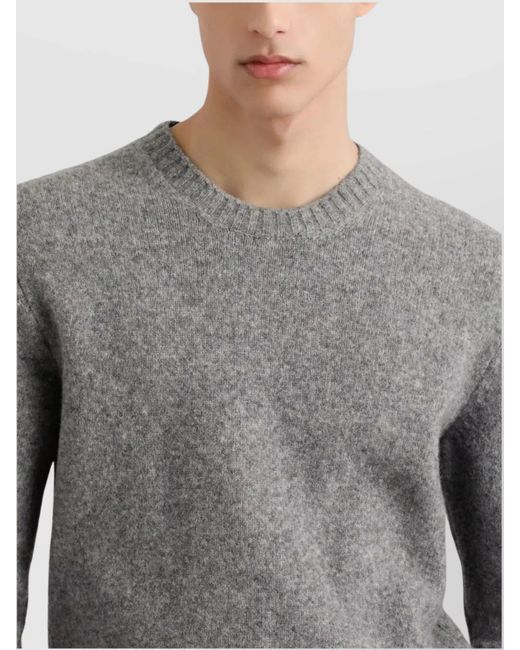Dolce & Gabbana Gray Wool Blend Ribbed Crewneck Sweater for men