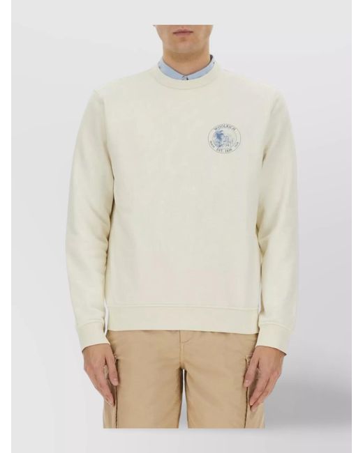 Woolrich Natural Cotton Logo Sweatshirt for men