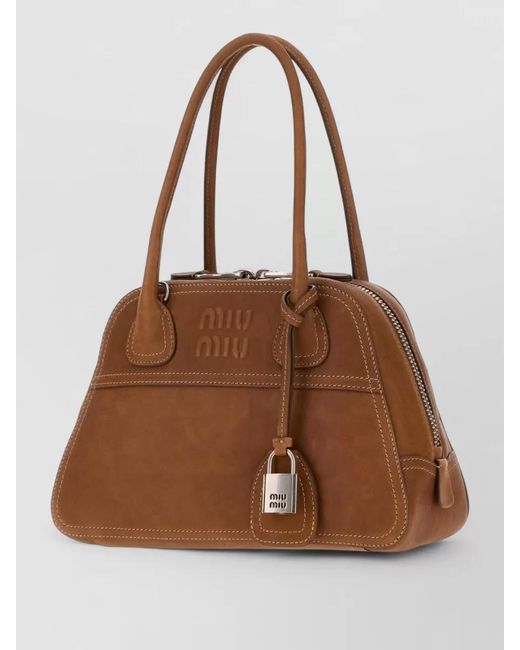 Miu Miu Brown Vivant Leather Tote Bag Adjustable Strap