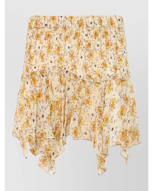 Isabel Marant Natural Printed Asymmetric Ruffled Skirt