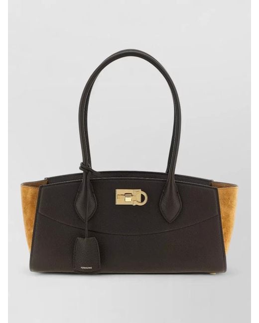 Ferragamo Black The Studio Soft Medium Leather Tote Bag