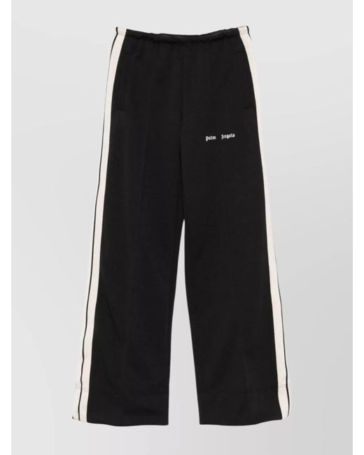 Palm Angels Black Track Pants With Elastic Waistband And Side Stripes