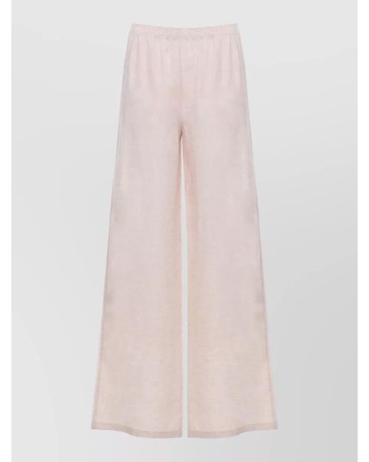 Fabiana Filippi Pink Wide Leg Linen Pants Rear Light Detail
